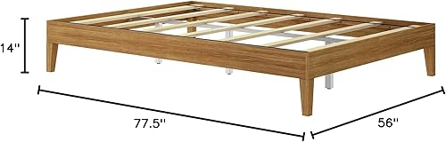 Miniatura 9 de Plank+Beam Marco sólido, cama de plataforma de soporte de listones de madera fuerte, Queen, madera flotante
