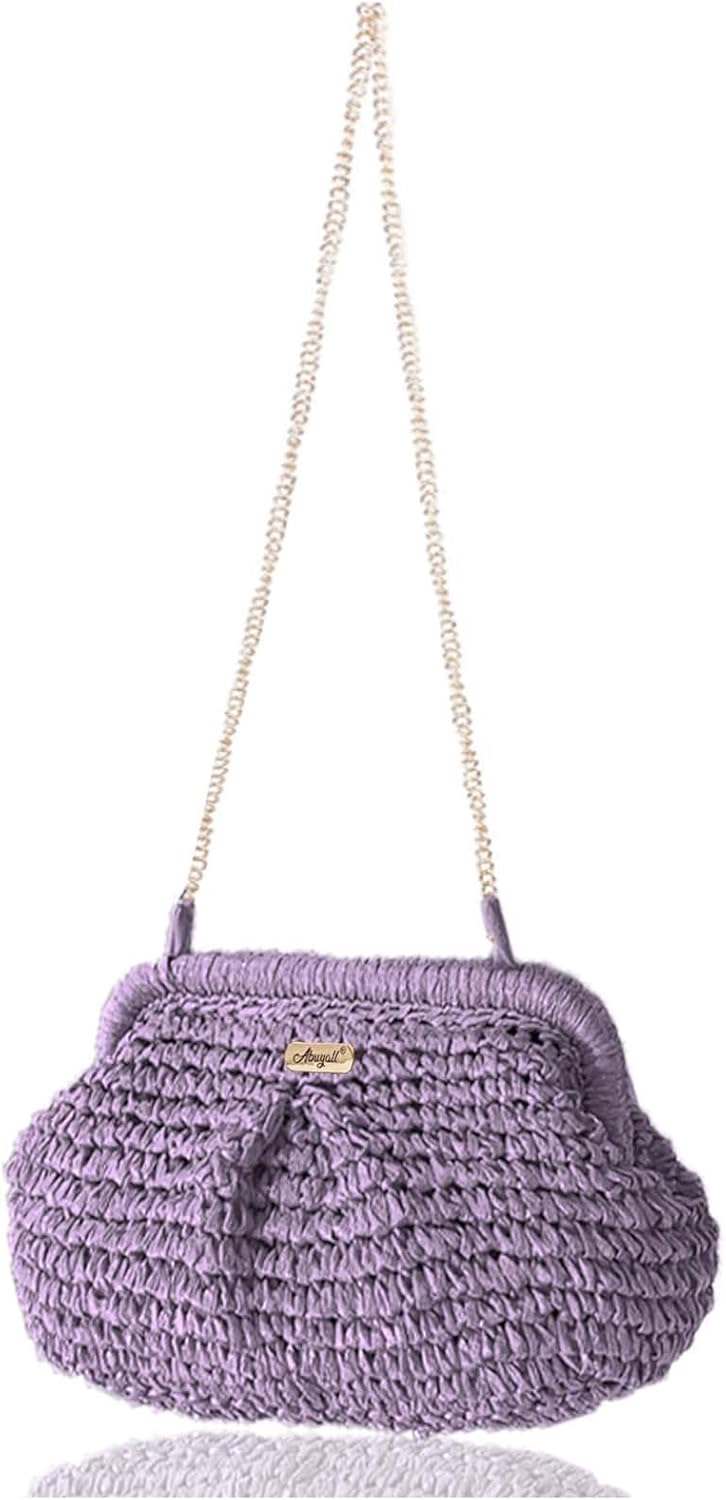 Straw Purse Crossbody Small Beach Bag for Women Vacation Summer Vintage Clutch
