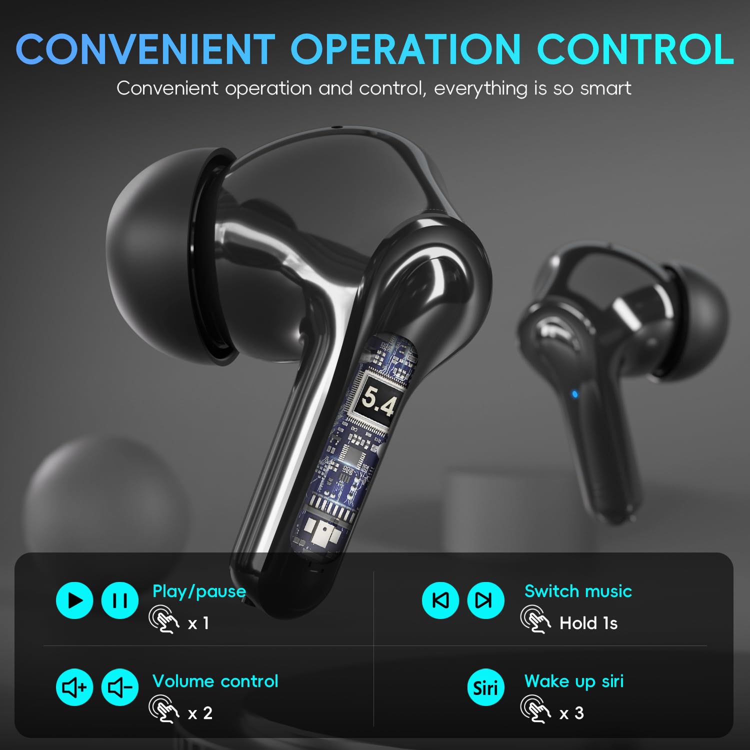 Cuffie Bluetooth, Auricolari Bluetooth 5.3 Wireless, Auricolare USB C CVC Cancellazione Rumore, 5-7 h per tre volte Cuffiette Hi-Fi Senza Fili, Senza Filo for iOS Galaxy Xiaomi OPPO Android