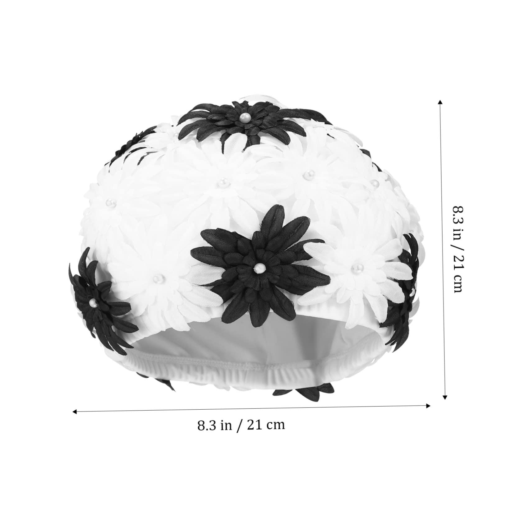 UPKOCH Gorro de Natación Doble Capa para Mujer con Diseño Floral de Perlas Gorro para Actividades Acuáticas y Rafting Sombrero para Exterior y de Blanco y Negro