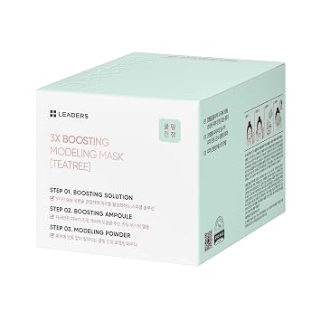 LEADERS 3X Boosting Modeling Mask | 3-Step Korean Skincare with Tea Tree Set of 1 | Soothing, Hydrating & Comforting for Irritated & Heated Skin | Cools & Relieve Skin Sensitivity Teatree