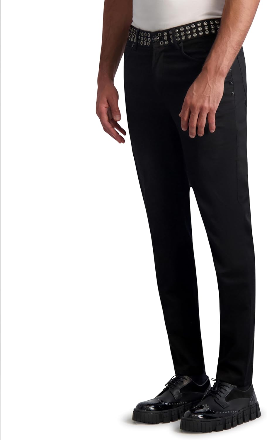 Karl Lagerfeld Mens Stretchy Metal Eyelets Denim Pant - Image 4