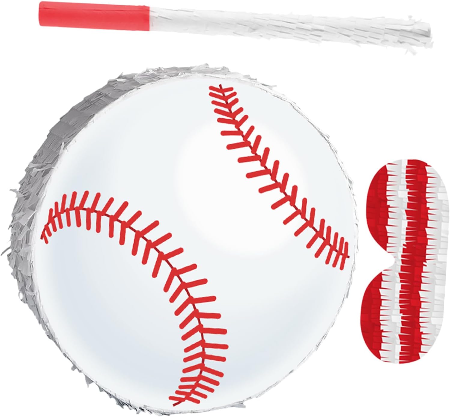 Baseball Pinata with Stick Blindfold and Confetti Hanging Sports Party Favor for Boys Birthday Games Easy to Fill and Decorate Baseball Themed Party Supplies