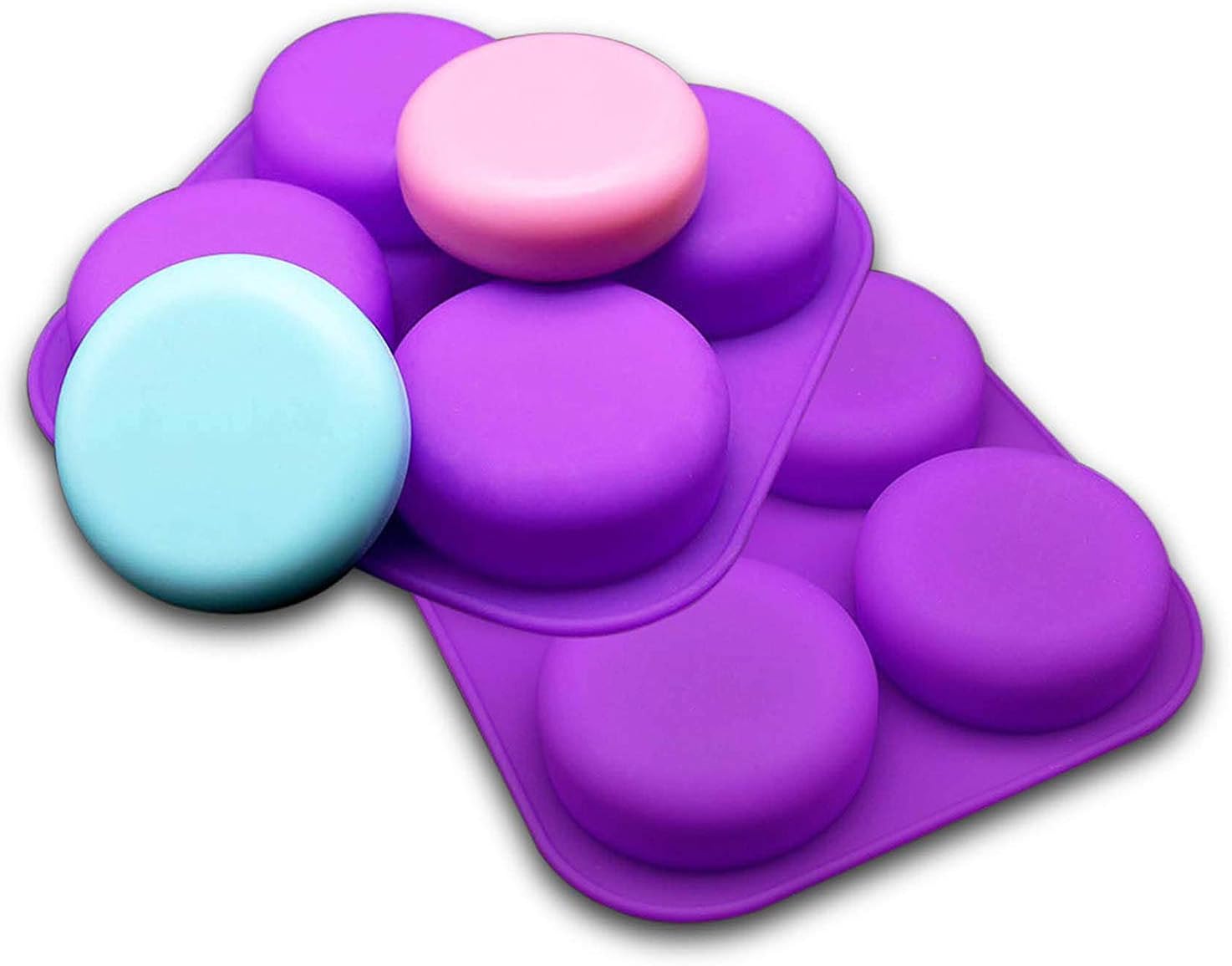 Mose Cafolo 2 Pcs Glossy Silicone Molds 4 Cavity Round Shaped Mold for Soap Making Supplies DIY Bath Bombs Shower Steamer Lotion Bars…