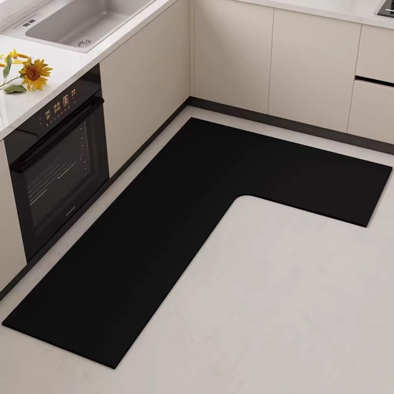 Tapis de cuisine en forme de L absorbant eau et huile dessin animé
