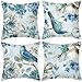 Federa per Cuscino Uccelli Floreale Retrò Moderna Copricuscini Decorativi in Velluto 45x45 cm Fodera per Cuscino Fodera per Cuscino di Tiro per Divano Casa Soggiorno Camera Letto Decorazione, 4 Pezzi