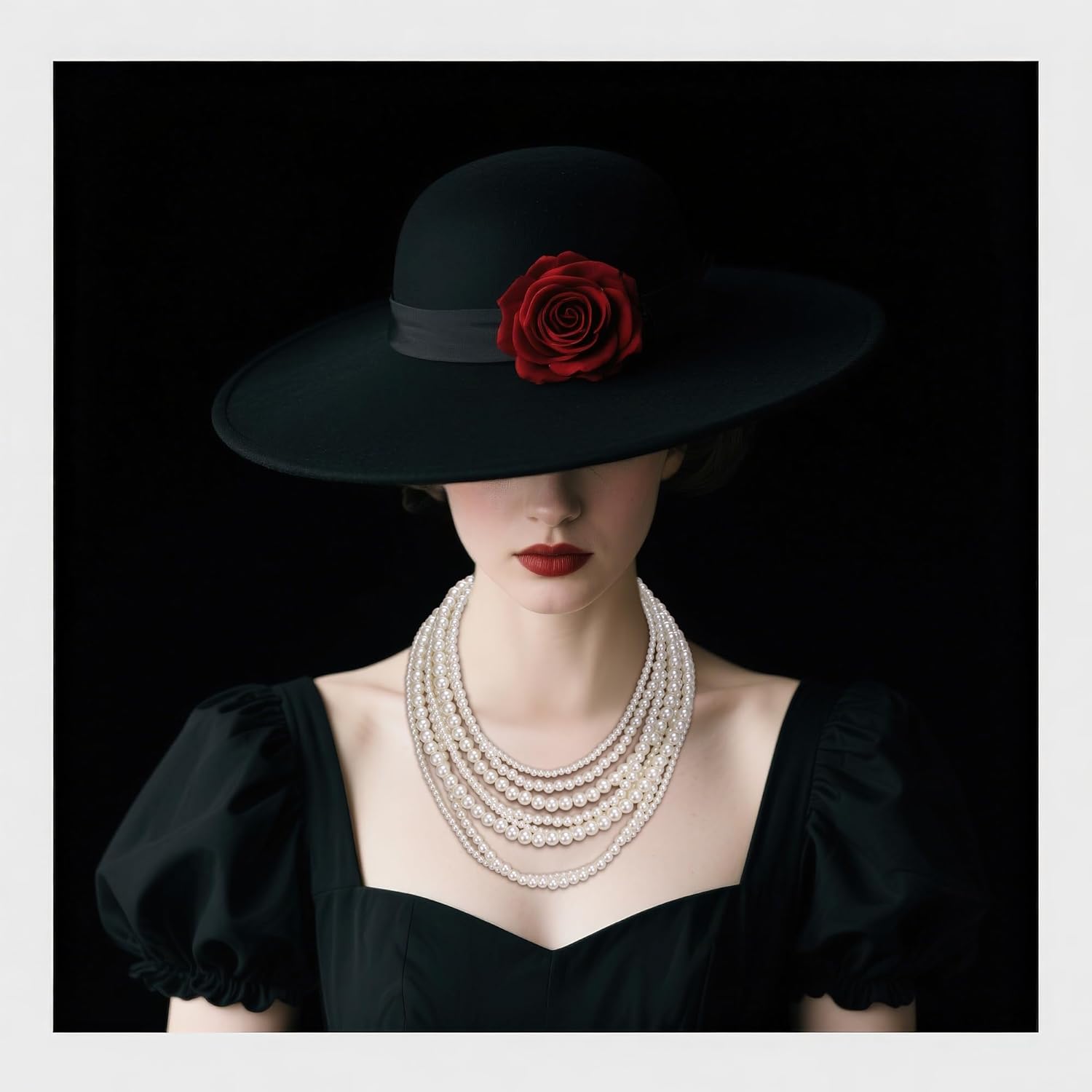 BriLove Vintage 1920s Costume Jewelry Multilayer Imitation Pearls Art Deco Chunky Strand Choker Necklace for Women Halloween Cosplay Party Prom Accessories - Image 2