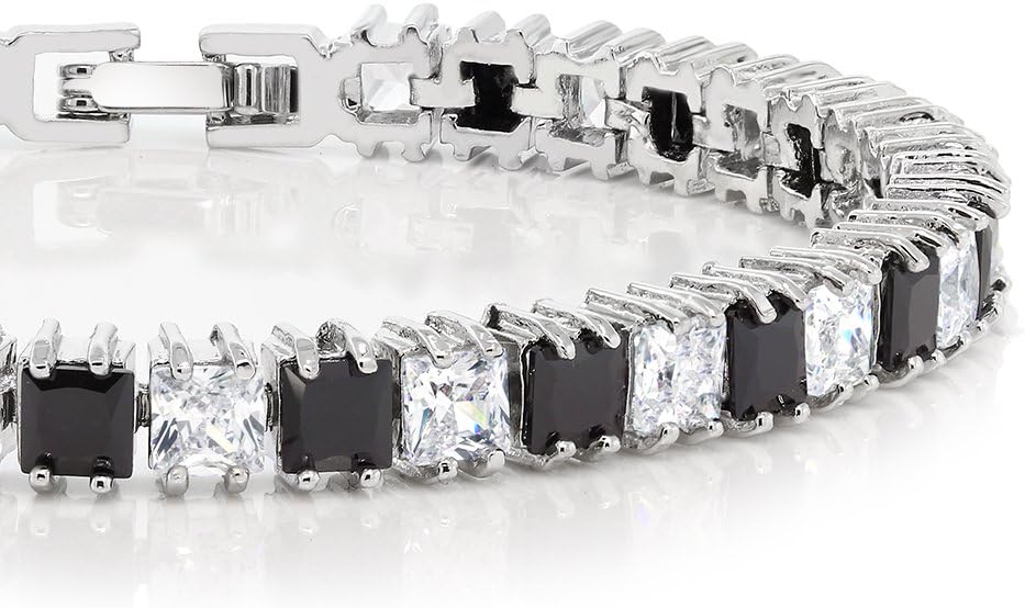Gem Stone King Princess Cut Cubic Zirconia Classic Tennis Bracelet for Women (15.00 Cttw, 4MM CZ, Size 7 Inch) - Image 2