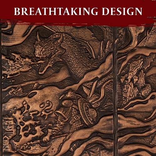 Image of DND DM Screen 5e - D&D Dungeon Master Screen 3D Faux Leather with Customizable Inserts - Dungeons & Dragons GM / Game Master Accessories Gift for Man or Woman. Hide Dice Rolls, Maps & Books (Bronze).