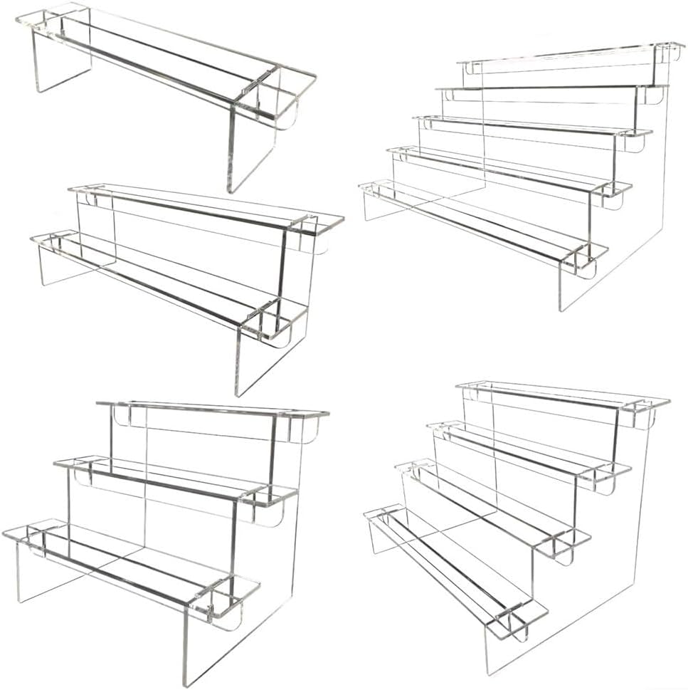 Acrylic Transparent Ladder Display Collectibles, Jewelry, Nail Polish, Lipsticks, Dolls and Small Objects, to Assemble Riser Shelf Home, Office, Dresser, Countertop Use(three floors)
