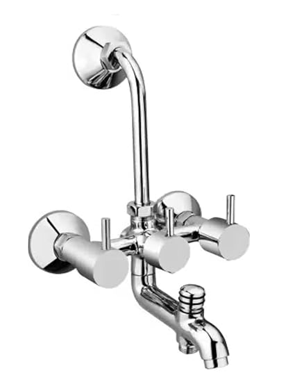 10X Brass Wall Mixer 3 IN 1 WM-7990 For Bathroom With L Bend and Provision for Hand shower & Overhead Shower