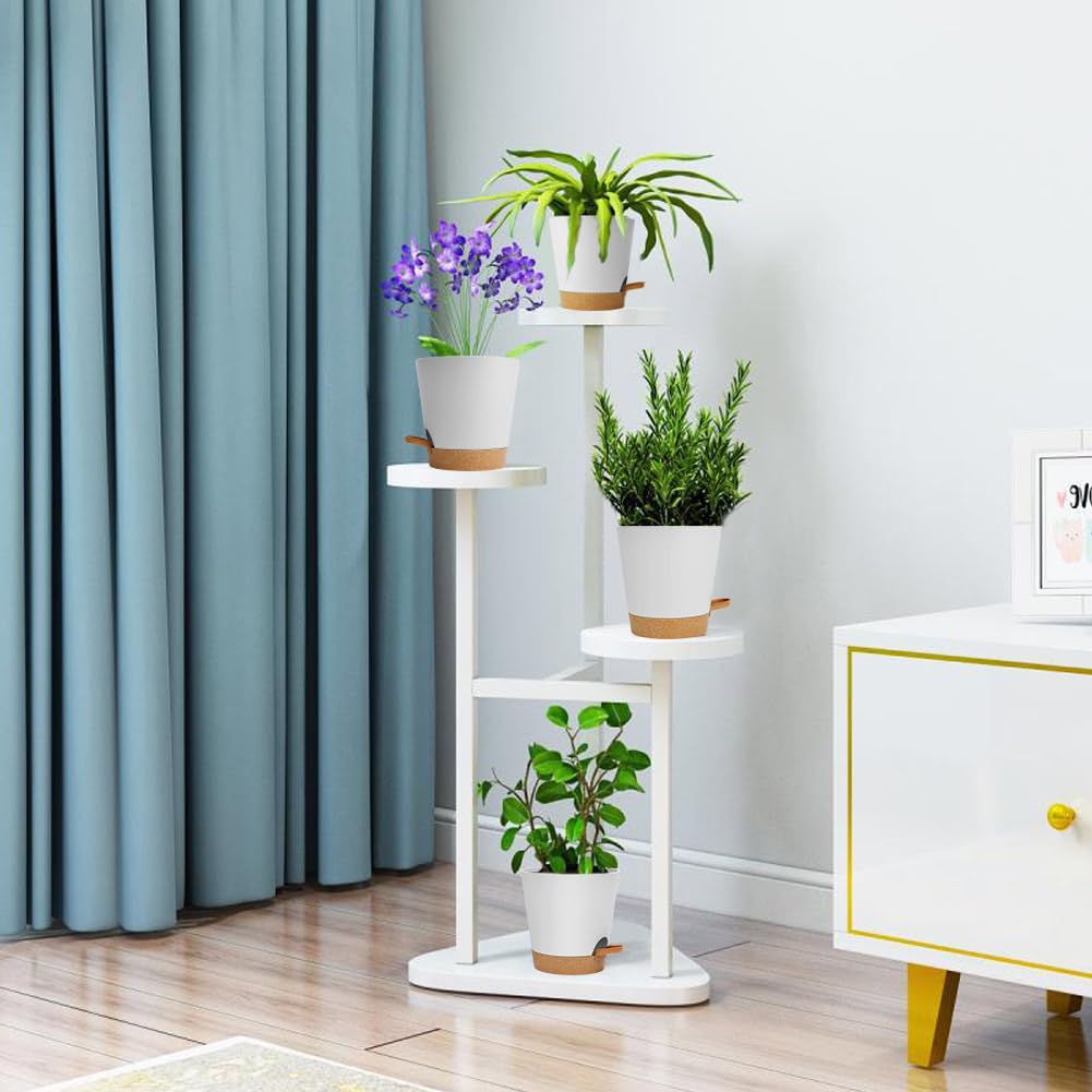 OFFCUP Lot de Pot de Fleur en Plastique, 6pcs Pots de Fleurs Auto-Arrosant, Pots de Plantes avec Trous De Drainage et Soucoupes Amovible pour d'Intérieur et d'Extérieur Jardins de Balcon -Blanc 20cm