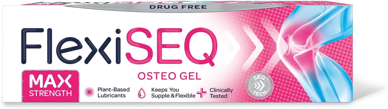 FlexiSEQ Max Strength Osteo Gel 50g, Drug Free, Topical Gel for Joints | Our most concentrated gel formulation containing natural ingredients to care for your joints - knees, hands, hips & shoulders