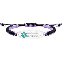 Customizable Medical Alert Bracelet Laser Engraved Emergency ID Stainless Steel Tag, Hypoallergenic Adjustable Two-Tone Handmade Cord, for Daily Wear and Outdoor Activities YA5657