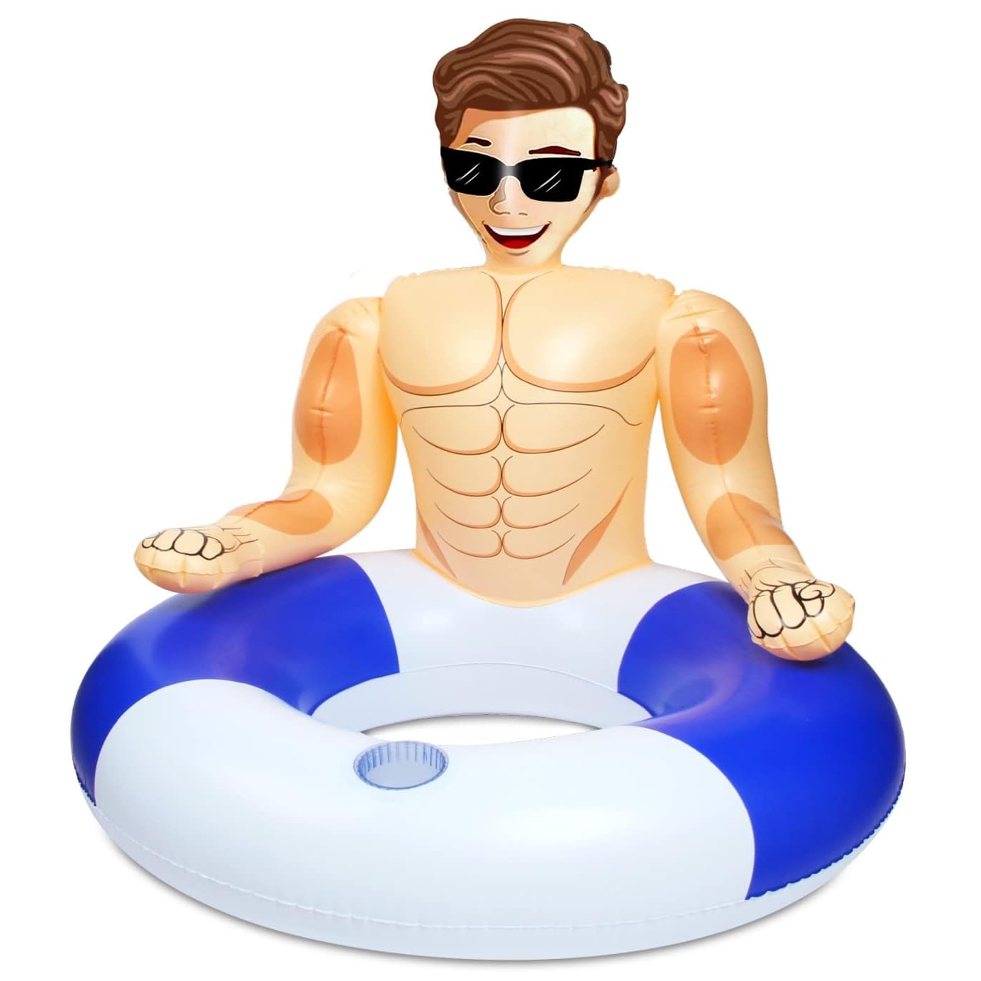 Silph PLC Pool Float, Inflatable Swim Ring with Cup Holder for Party, Pool Toys for Adult/Kids Relaxing & Pool Hunk Ring for Lifeguard