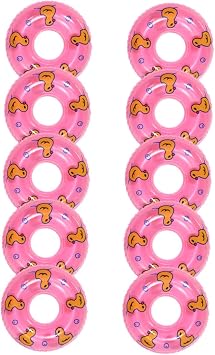 10Pcs Miniature Pink Swim Ring Accessories for Dollhouse Decor Tiny Bright Swim Rings Photo Props for Craft and Display