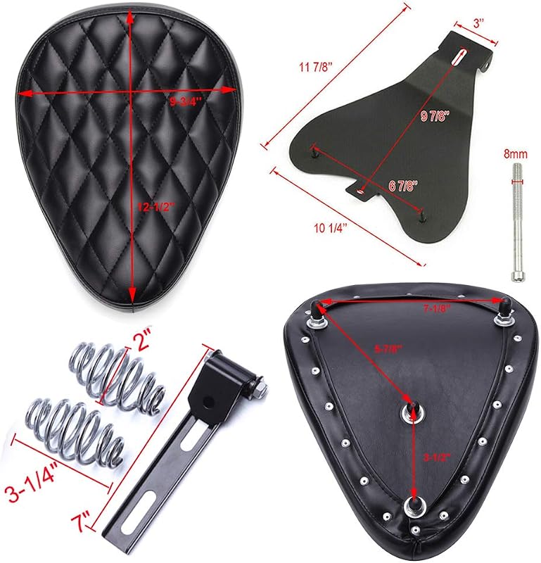 DREAMIZER Bobber Motoros Nyereg Rugózott Fekete Rombusz Harley Sportster XL1200 883