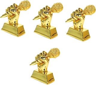 BESTOYARD Trophy Prize Musical Trophy 4pcs Decor Lip Birthday Creative Microphone Host Battle Kindergarten Award Gifts Community Honor Gold Cup Trophy