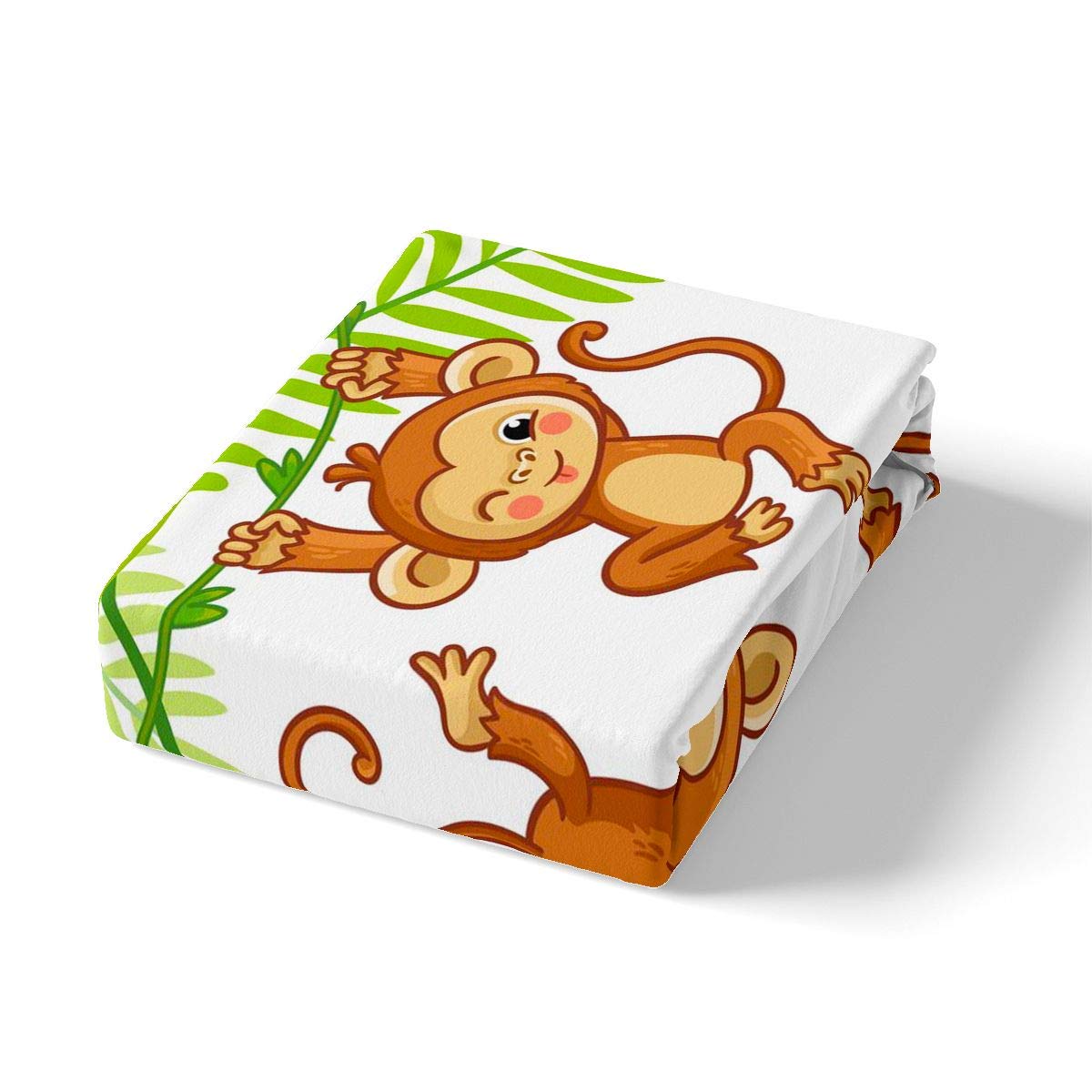 Kids Cute Monkeys Bedding Set Cartoon Monkey Banana Decor Duvet Cover for Kids Boys Girls Wild Animal Pattern Comforter Cover Natural Wildlife Bedspread Bedroom 3Pcs King Size - Image 2