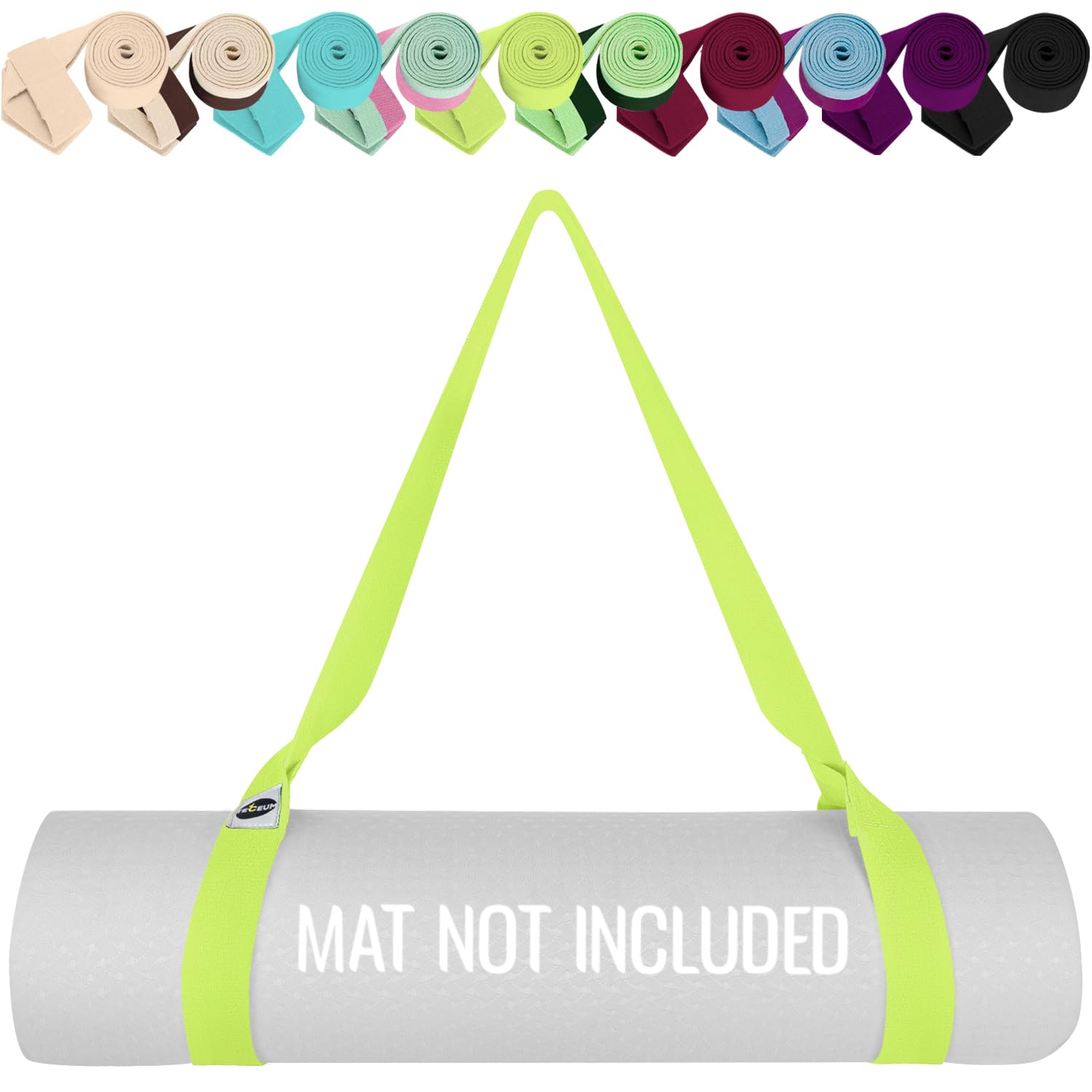 TECEUM Premium Yogamatte Tragegurt – Extra Weich & Dick aus Baumwolle – Hautfreundlich & Rutschfest – Verstellbarer Mattenhalter Yoga Mat Strap für Alle Matten [Matte nicht enthalten]