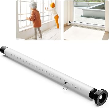Abiglifty Sliding Door Security Bar, 17-50 Inch Adjustable Heavy Duty Sliding Glass Door Security bar with Rubber Tips for Windows, Home, Apartment & Travel White