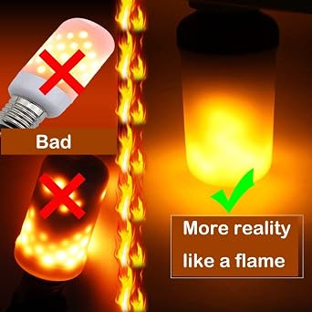 Led Flame Effect Light Bulb,4 Modes Flame Lights Bulbs, 2 Pack E26 Base Fire Light Bulbs with Upside Down Effect, Flickering Fire Christmas Bar Holiday Decorations Lights