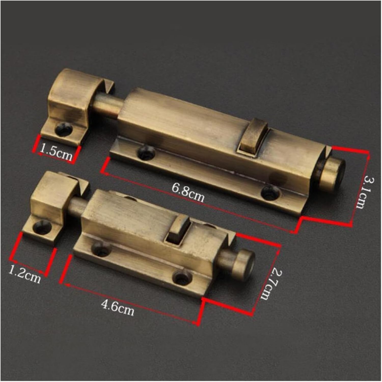 YEJIANGHUA 2 Pack Door Security Slide Latch Lock, 4 Inches Door Bolt Lock Automatic Spring Latch Bolt Latch Slide Fit for Indoor and Outdoor Natural
