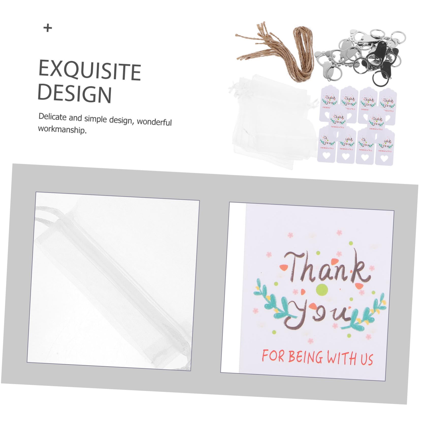 KOMBIUDA Babyparty Gastgeschenke 10 Satz Silberne Flaschenöffner für Gäste | Metall, Papier und Faser, mit Dankeskarten und Kordelbeuteln, für Taufe, Geburtstag und Babyparty