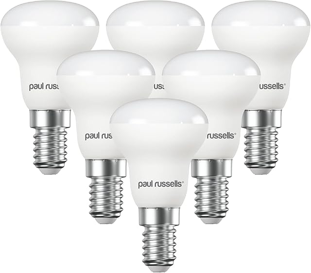 paul russells Cool White E14 Spotlight 4.5W LED Reflector R39 Light Small Edison Screw 25w Equivalent Replacement Energy Saving Bulbs SES 325 Lumen 4000K Frosted 120° Beam Angle, Pack of 6