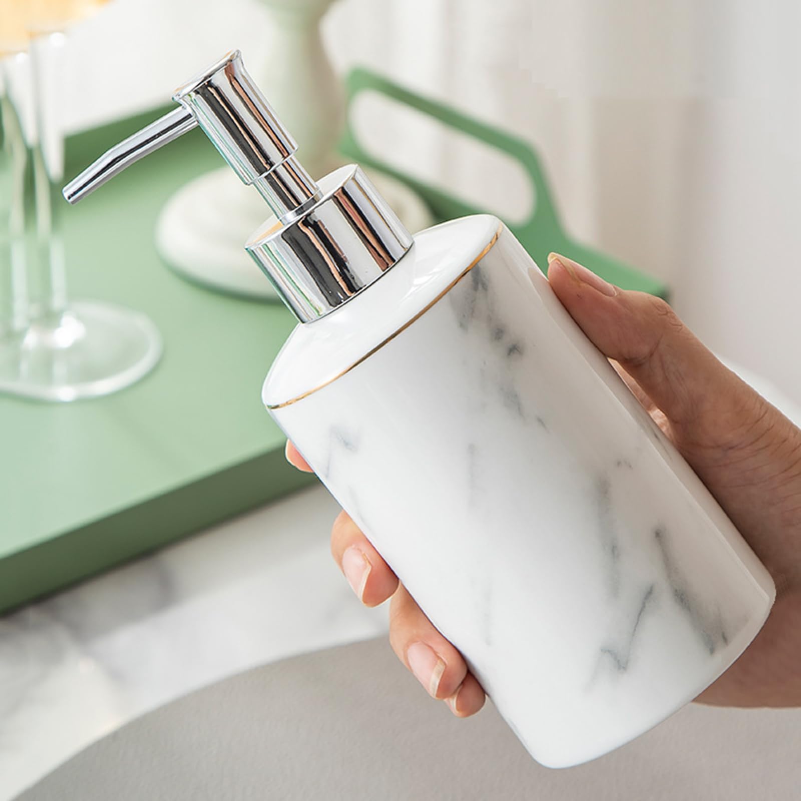 Set dispenser di sapone in ceramica, accessori da bagno con portaspazzolino, portasapone, tazza per spazzolino da denti, per appartamenti e hotel