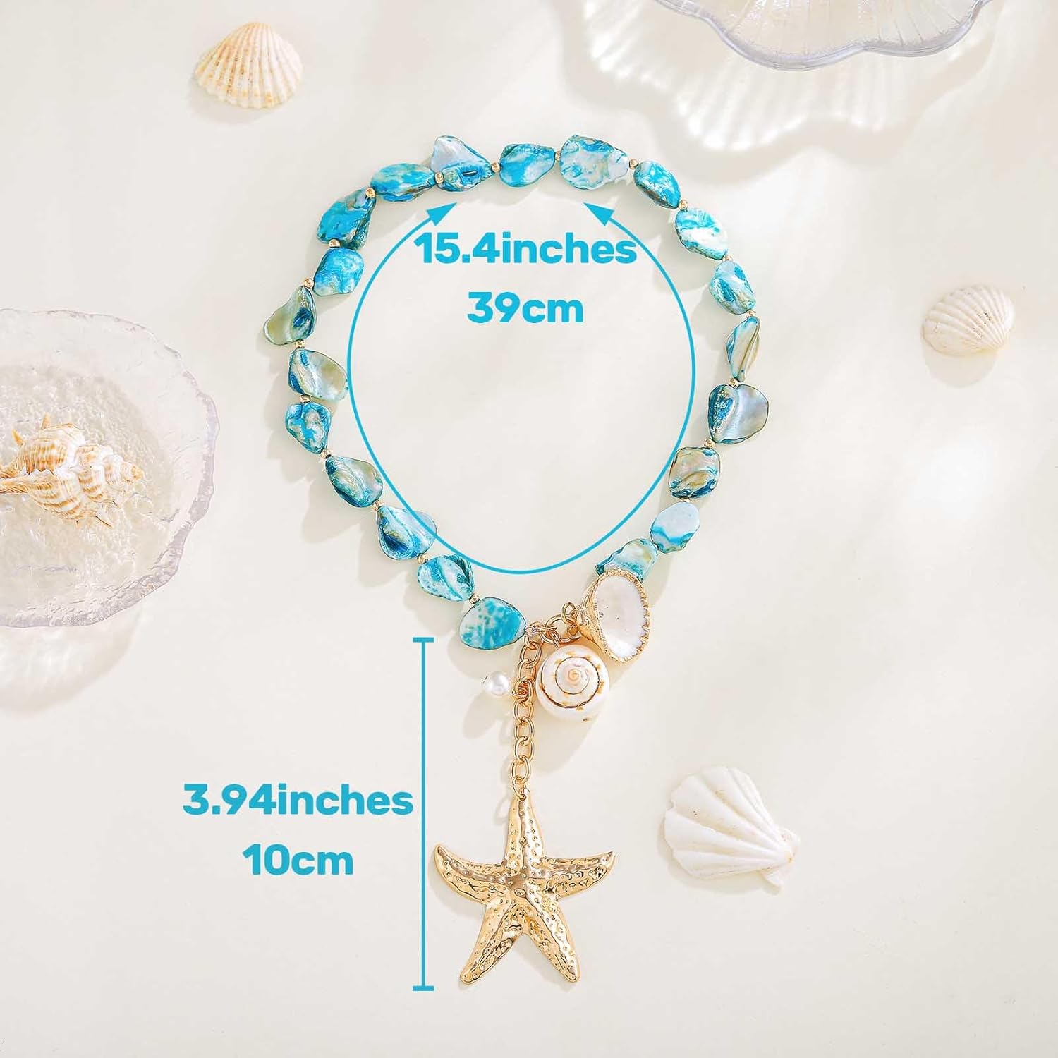 Olbye Starfish Shell Necklace Gold Seashell Pendant Necklaces Summer Charm Trendy Choker Necklace Statement Fashion Surfer Necklaces Boho Beach Jewelry for Women - Image 5