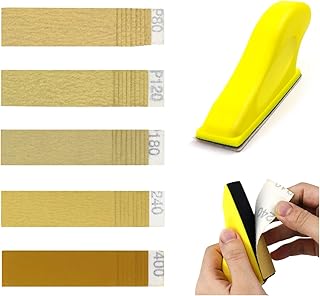 POLIWELL Micro Sander Kit 3.5” x 1” Mini Sander for Small Projects, Detail Handle Sanding Tools + Sandpaper 80 120 180 240...