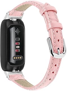 AISPORTS Compatible with Fitbit Inspire 3 Band Leather for Women Men, Soft Slim Breathable Sport Wristband Metal Classic Buckle Clasp Bracelet Replacement Band for Fitbit Inspire 3 Fitness Tracker