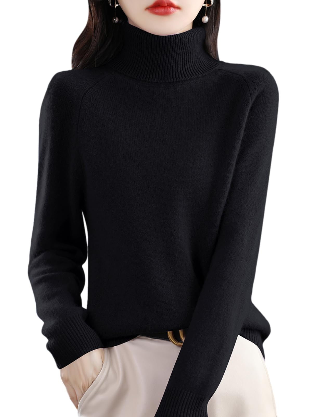 BN 1 Select BN300 Knit, Cashmere Touch, Machine Washable, No Ironing, Long Sleeve, Women's, Autumn, Winter, Spring, Neat, Turtleneck Top, Ladies' Clothing, 7 Colors, M - XL