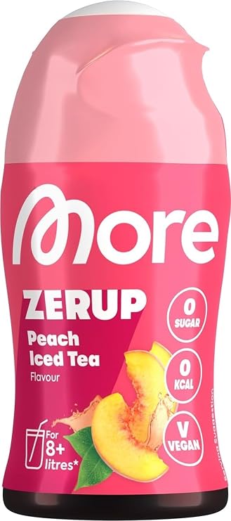 MORE Zerup, Zero Calorie Syrup with Real Fruit Extracts, Peach Iced Tea | 65 ml (up to 8 l Softdrink) - Zero Added Sugars