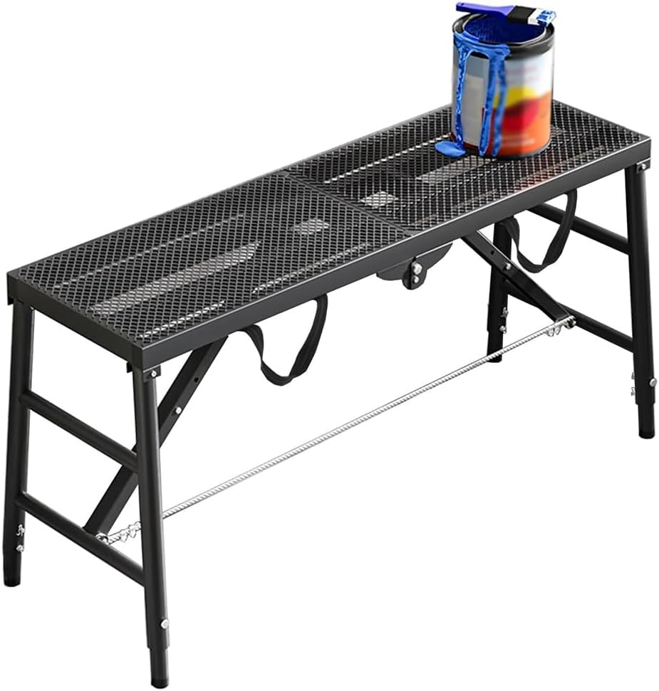 Adjustable Work Platform, Portable Step Stool for Adults with Adjustable Height, Work Bench, Car Wash Carbon Steel Folding Work Platform, Non-Slip Drywall Painting Stool,180 * 40cm