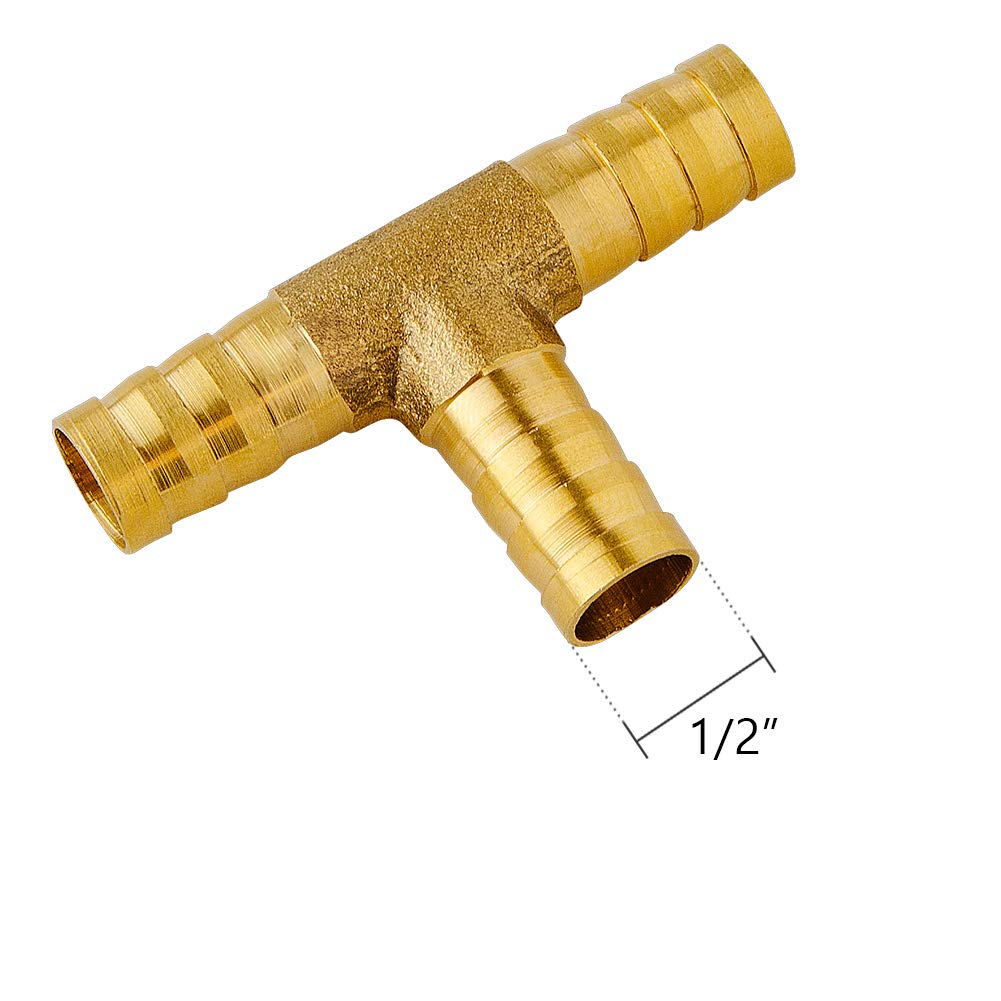 Bеѕt Rеvіеw Quickun Brass Barb Fitting Tee, 1/2 x 1/2 x 1/2 ID Hose Barb, Branch Tee 3 Ways Barbed Hose Fitting Adapter Splicer Joint Union