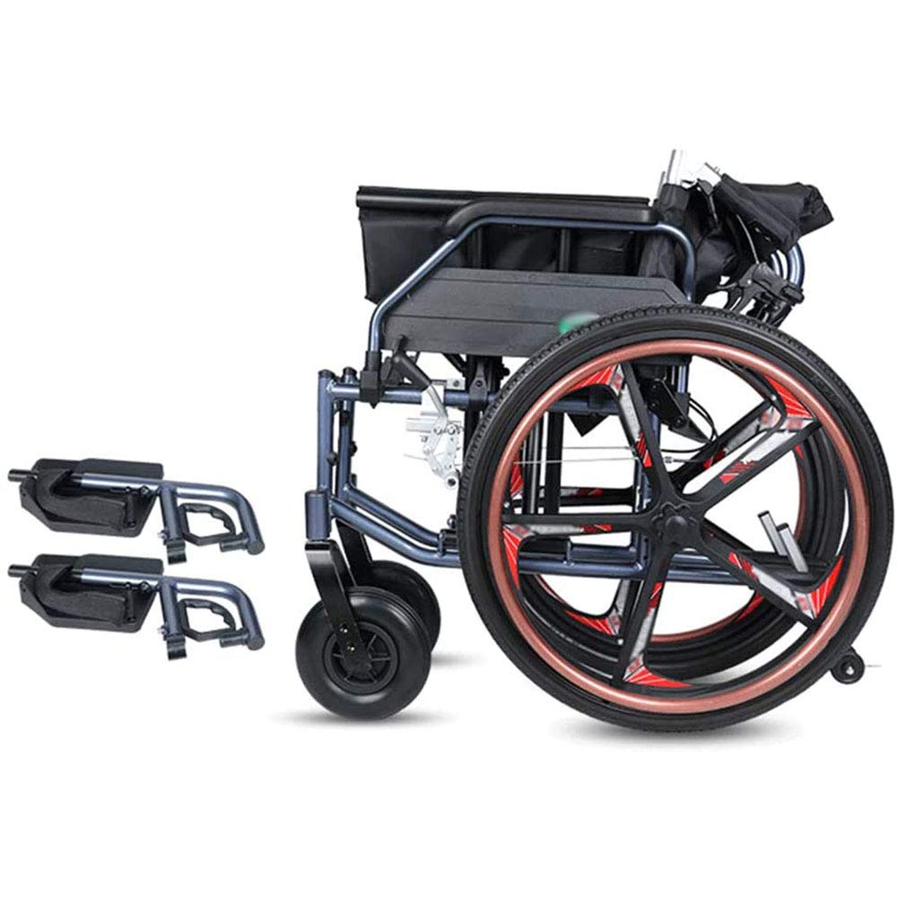 Silla de ruedas autopropulsada plegable de aluminio ligera Silla de ruedas de viaje ultraligera pequeña Patinete de empuje de aleación de aluminio portátil para personas mayores