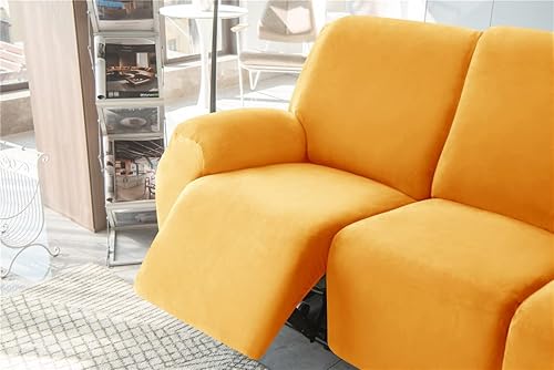 Vista 106 de Fundas de terciopelo elástico para sillas reclinables, fundas para sofá biplaza de 2 cojines, 6 piezas, fundas protectoras para muebles con bolsillo