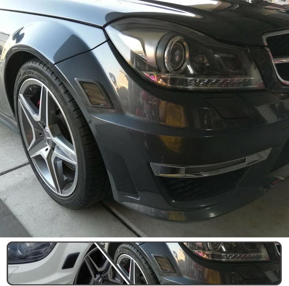 2Pcs Smoked Lens White LED Front Bumper Side Marker Lights For Mercedes Benz W204 C300 C350 C63AMG 2008-2011
