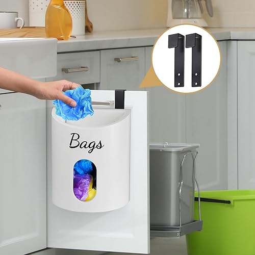 Miniatura 2 de PICKKROSS Soporte rústico para bolsas de comestibles, organizador de bolsas de plástico de montaje en pared con percha, soporte para bolsas de