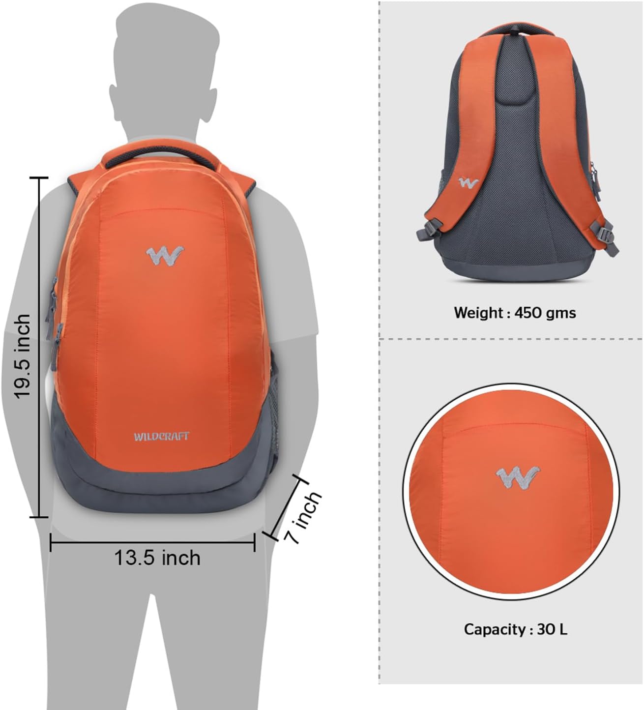 Wildcraft Unisex WC 11030 Peza Backpack, Orange, One Size