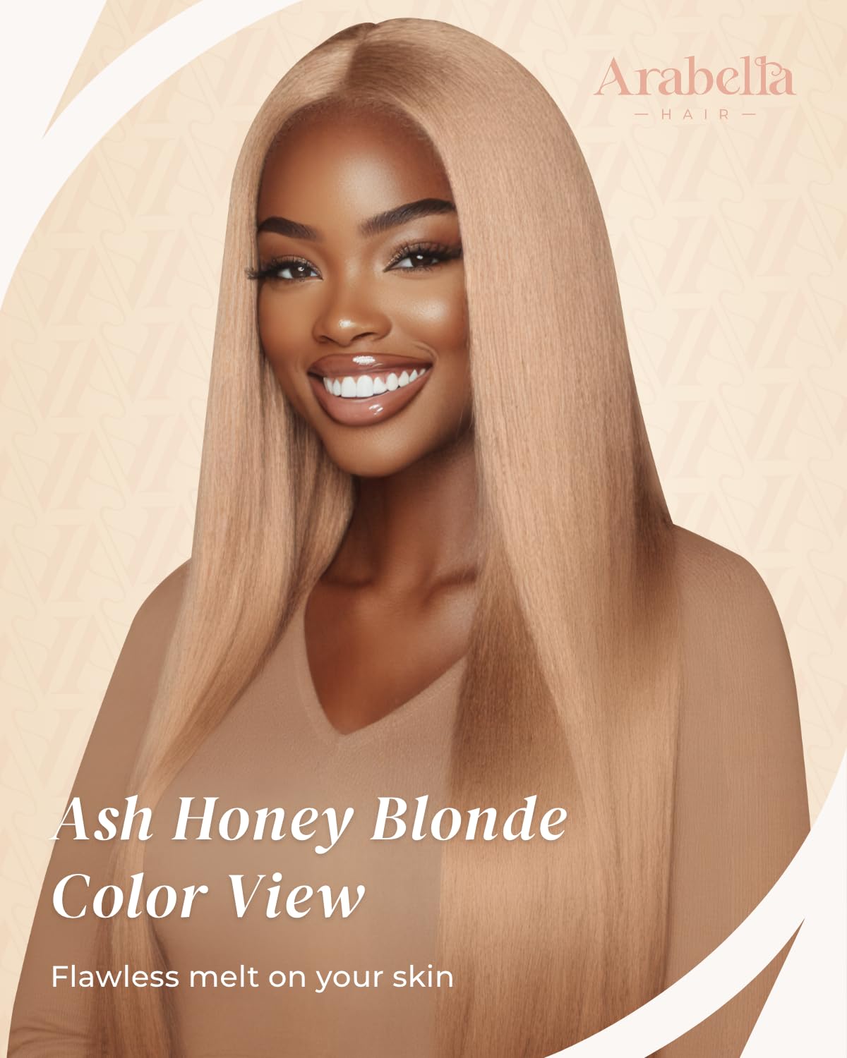 Arabella 13x4 Lace Front Wig - Human Hair, 220% Density, Light Brown Blonde, Straight, Glueless, Pre-Plucked, Bleached Knots (20inch, Straight)