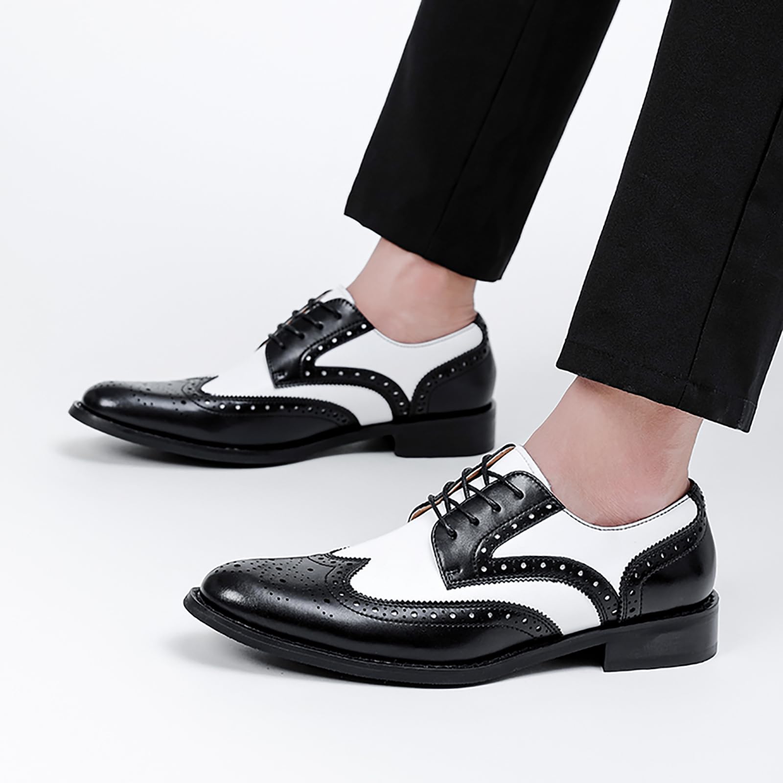 Herren Anzug Schuhe, Herren Oxford Schuhe, Leder Stylish Lace-Up Wingtip Brogues, Business Casual Formal Derby