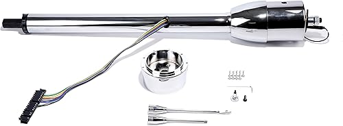 Columna de dirección de cambio de piso de barra de calle de inclinación cromada de 28 pulgadas con adaptador de rueda sin llave