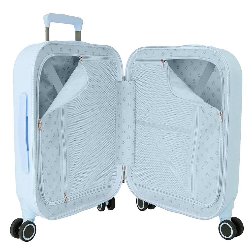 Enso Bonjour Maleta de cabina, Azul, Rígida, 4 Ruedas dobles | Equipaje de Mano