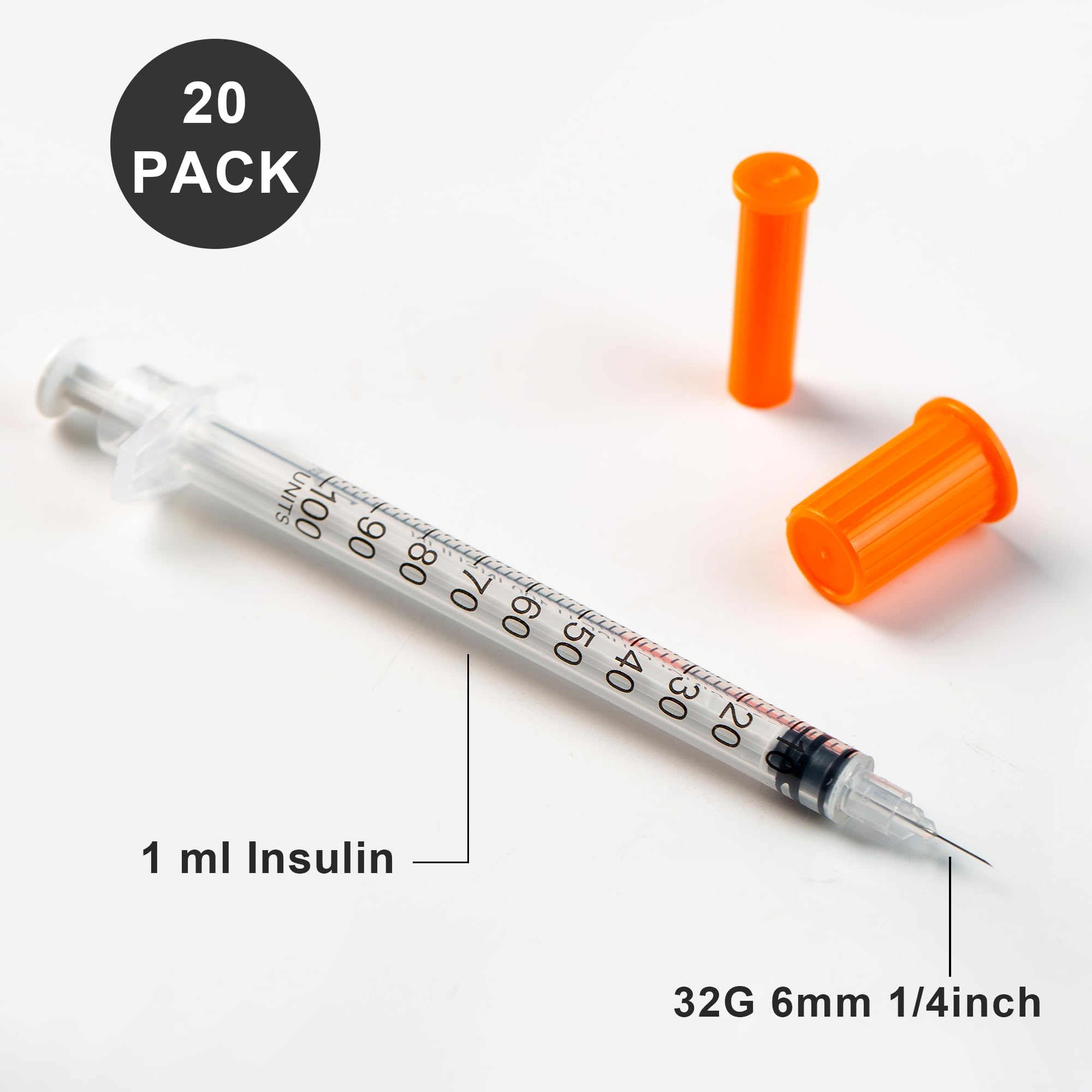 Lot de 20 outils de mesure multifonctions en plastique 1 ml/cc calibre 32 6 mm, emballés individuellement