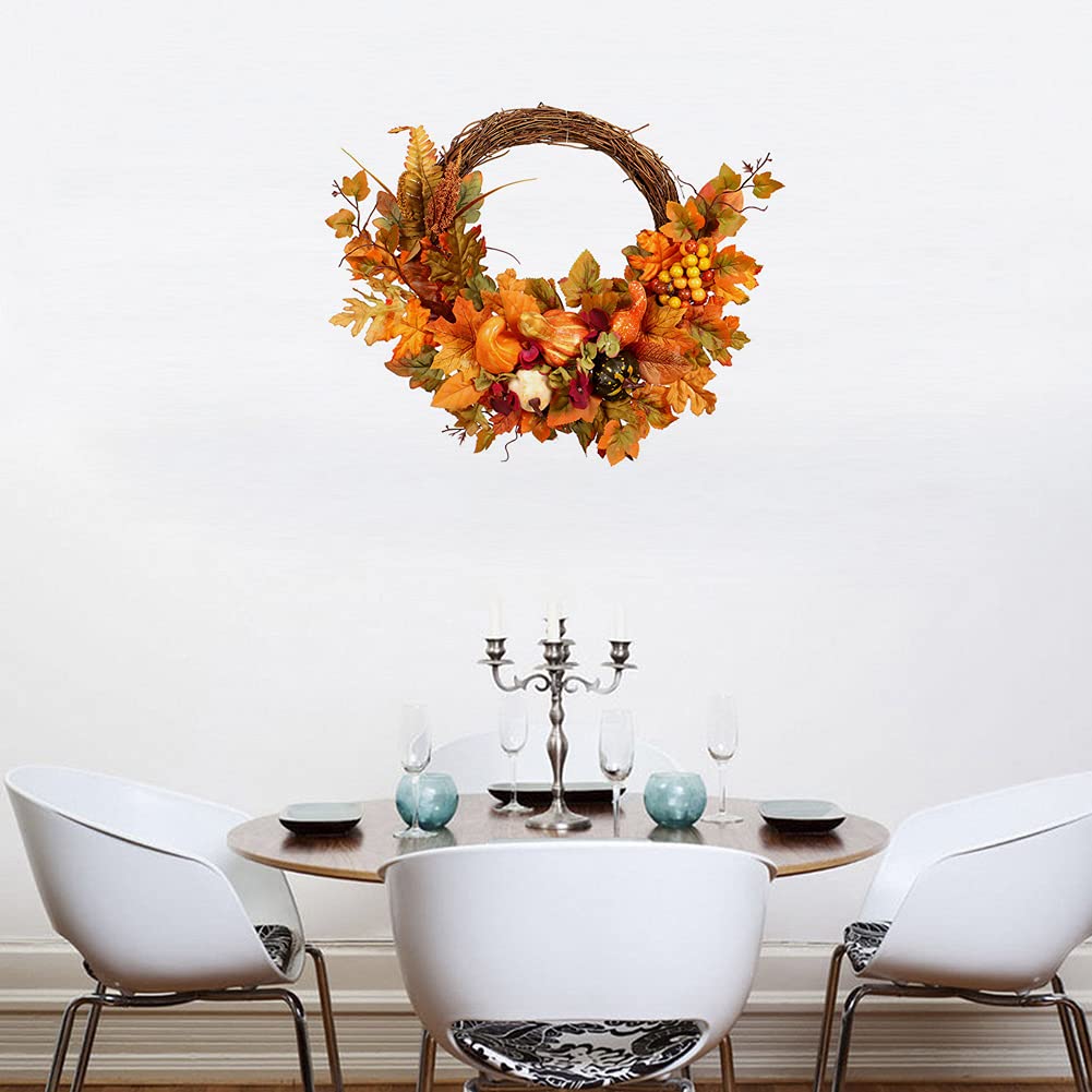 Couronne de Feuille d'érable de Thanksgiving, Couronne d'halloween Artificielle, Couronne de Feuille d'érable d'halloween Automne Simulation Couronne de Porte Suspendue
