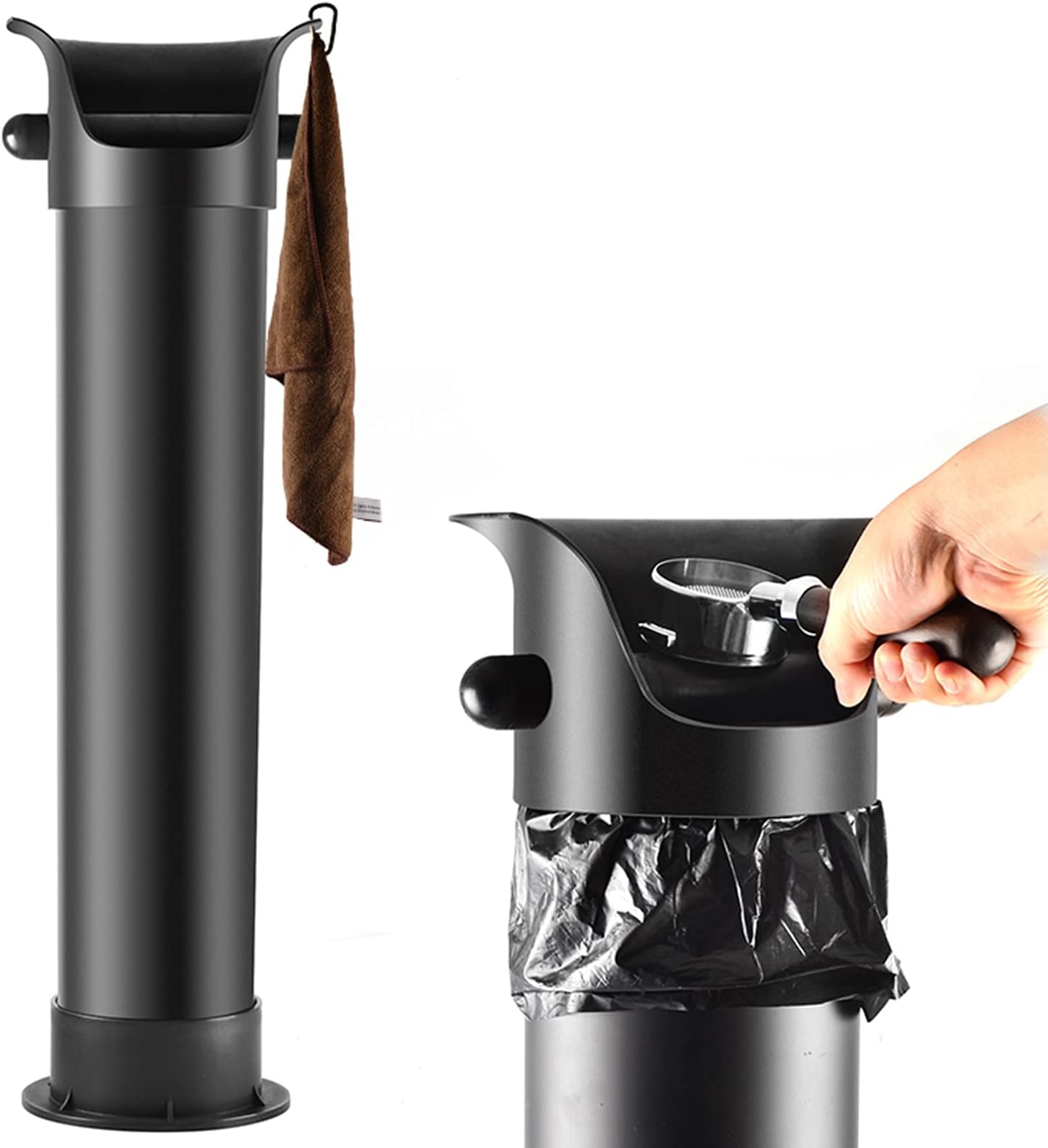 TIM-LI Floor-Standing Coffee Knock ​Box, Espresso Coffee Grind Dump Bin Waste Bin with Removable Knock Bar, for Home, Milk Tea Shop