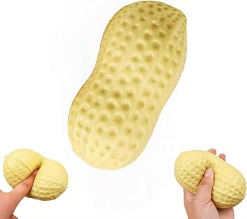 Giant Peanut Squishie-s Stress Ball Soft Squeezable Fidget Toy, Slow-Rising Decompression Stress Toy for Adults, Food Fidget for Prank & Halloween Party Favors Gifts & Desk Decor, 11cm 1pc